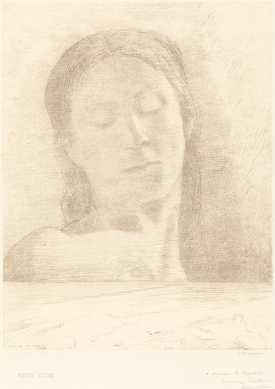 闭上眼睛》（Yeux Clos）。 作者 奥迪隆·雷顿（Odilon Redon）