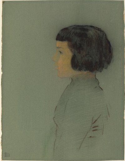 年轻女性的轮廓 作者 奥迪隆·雷顿（Odilon Redon）