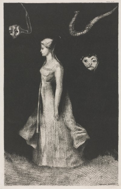 迷恋，1894年。 作者 Odilon Redon 打印机：Monrocq