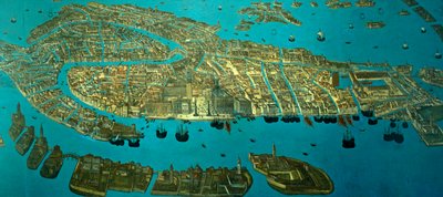 威尼斯平面图（纸面水彩画） 作者 奥多亚多·菲亚莱蒂（Odoardo Fialetti）