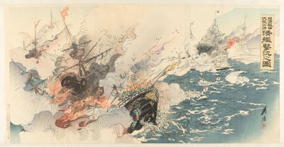 甲午战争和日本海军在大孤山附近大获全胜的图像
日新感太阁山日馆仙吕图（物上题名） 作者 竹川理三郎