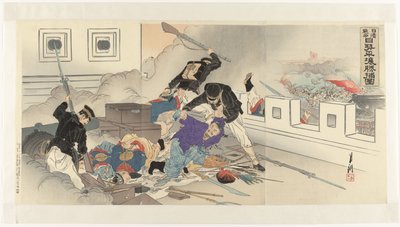 平壤的甲午战争图像
Nisshin sensô Nissei Heijô shôho zu（物名） 作者 竹川理三郎