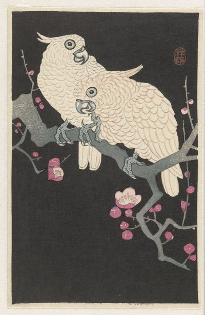 两只鹦鹉和梅花 作者 大原功臣