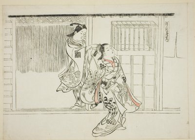 梳子罗生门》（Sashigushi Rashomon），第 3 号。12 幅模仿戏剧的版画系列中的第 3 幅 作者 奥村昌信