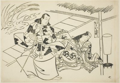 求爱小町（Kayoi Komachi），选自《日本木偶剧名胜》系列（Yamato irotake）。 作者 奥村昌信