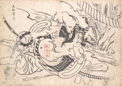 Ichikawa Danjuro I扮演Soga Goro，约1710年。 作者 奥村昌信