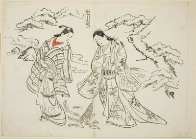 袖函高砂（Sodefumi Takasago），12 幅模仿戏剧的版画系列中的第 2 幅 作者 奥村昌信