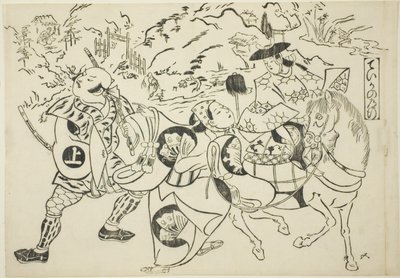 Teika 的旅程（Taika no michiyuki），选自 "日本木偶剧名场面（Yamato irotake）"系列 作者 奥村昌信