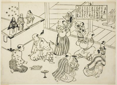 木偶剧场的化妆间，"日本木偶剧的著名场景（Yamato irotake）"系列的目录 作者 奥村昌信