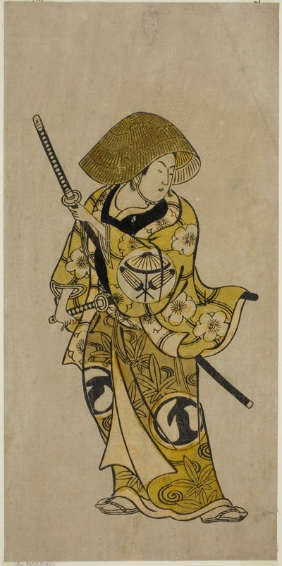 1731 年正月在中村剧场上演的话剧《名古屋京成福木》中饰演名古屋小山座的演员泽村龟三郎 作者 奥村俊信