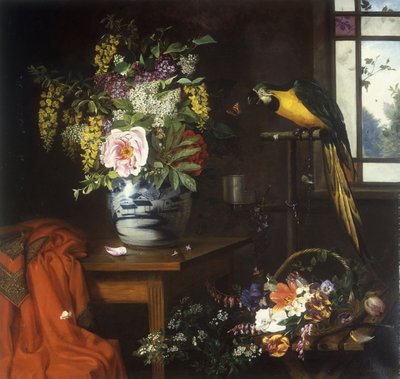 静物与花瓶花，1874年 作者 奥拉夫·奥古斯特·赫尔曼森