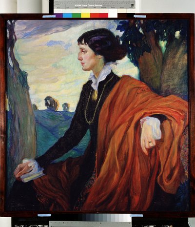 俄罗斯女诗人安娜-阿赫玛托娃（1889-1966 年）肖像 作者 奥尔加·柳德维戈夫娜·德拉·沃斯·卡尔多夫斯卡娅