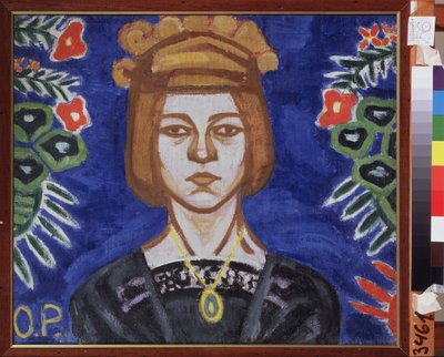 自画像。奥尔加-弗拉基米罗夫娜-罗扎诺娃（1886-1918 年）的画作，布面油画，约 1912 年。俄罗斯艺术，20 世纪，前卫艺术。伊万诺沃（俄罗斯）国家艺术博物馆。 作者 Olga Wladimirowna  Rosanowa