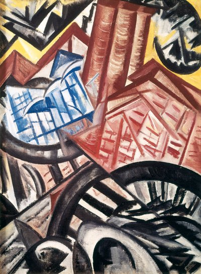 工厂和桥梁（布面油画） 作者 奥尔加·弗拉基米罗芙娜·罗扎诺娃