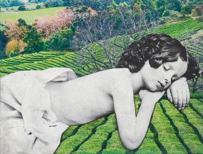 沉睡的婴儿》，2020 年（混合媒介画布） 作者 