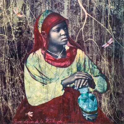 埃及少女》，2022 年（混合媒介画布） 作者 