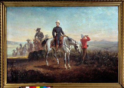 南非的殖民运动："欧仁-路易-拿破仑-波拿巴亲王（1856-1879）在祖鲁兰 "奥利维耶-皮查（1825-1912）的绘画，87 x 128厘米。19世纪。Compiegne musee du chateau - 在南非的殖民运动："I王子 作者 奥利维尔·皮查特（Olivier Pichat）