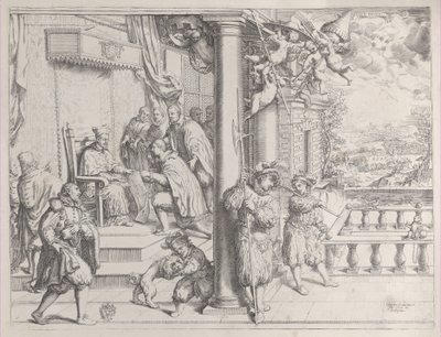 一个年轻人向红衣主教Aldobrandini提交他的论文，1620年，1620年。 作者 奥利维罗·加蒂