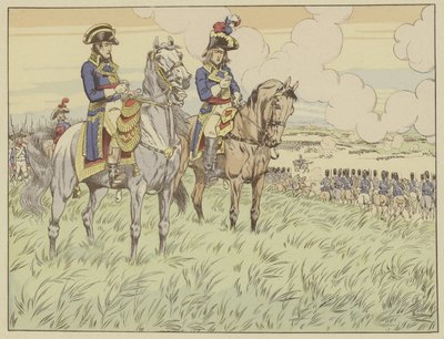 拿破仑和路易斯·德萨克斯将军在马伦戈战役，1800年6月24日 作者 Onfray de Breville工作