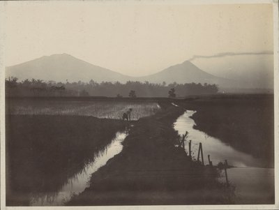 男子在冒烟的火山脚下耕地 作者 Onnes Kurkdjian