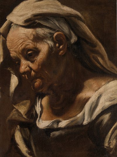 1610年后，一位老妇人的头。 作者 奥拉齐奥（Orazio Borgianni）
