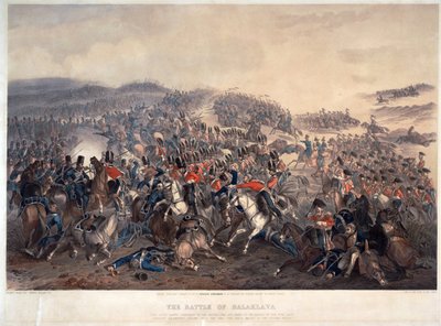 巴拉克拉瓦之战 (Balaklava) 于 1854 年 10 月 25 日 - 奥兰多诺里 (1832-1901) - 1855 - 彩色石版画 - 55,4x74,3 - 私人收藏 作者 Orlando Norie