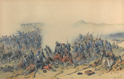 带刺刀的轻步兵（克里米亚）（纸上水彩） 作者 奥兰多·诺里