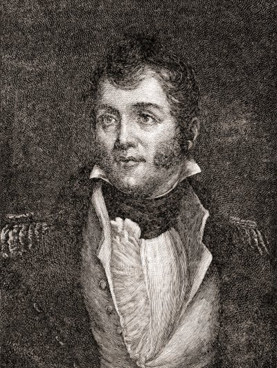 美国海军准将Oliver Hazard Perry，来自“我们国家的历史”，1905年出版（木版画） 作者 Oscar Edward Grosch