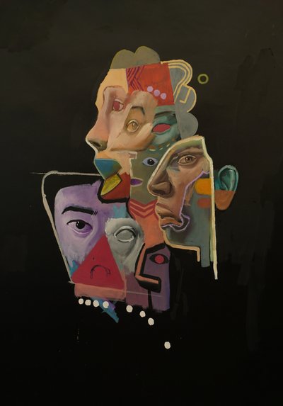 彩色城堡（思想之岛），2024-25（亚麻布上的油彩和丙烯颜料） 作者 