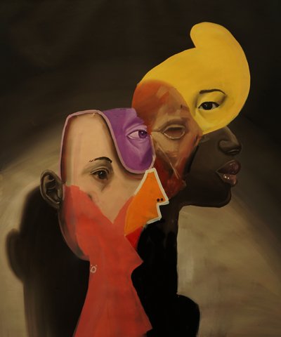 身份万花筒，2023 年（亚麻布上的油彩和喷漆） 作者 