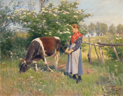 挤奶女工，1892年 作者 奥斯卡·弗伦泽（Oskar Frenzel）