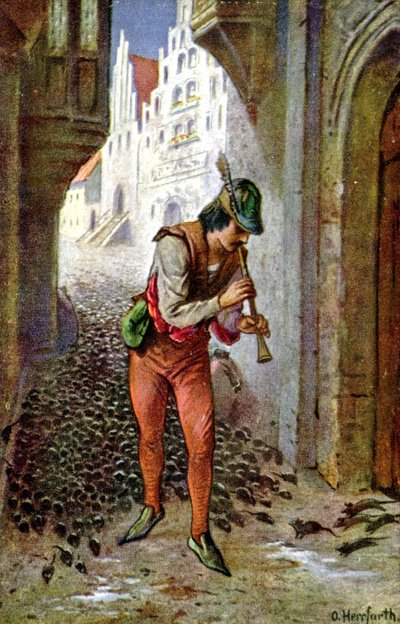 哈梅林的长笛演奏家，约 1910 年代（插图） 作者 奥斯卡·赫尔富特（Oskar Herrfurth）