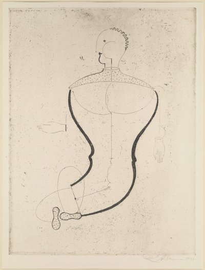 左边的抽象图，1923年。 作者 奥斯卡·施勒默（Oskar Schlemmer）