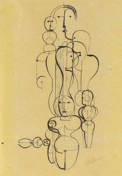 同心组：图K1 同心组：图K1，1922年。 作者 奥斯卡·施勒默（Oskar Schlemmer）