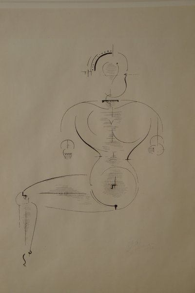 侧面的人物：人物H2坐姿，1921年。 作者 奥斯卡·施勒默（Oskar Schlemmer）