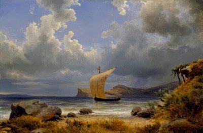 O.Achenbach，意大利海湾的帆船 作者 奥斯瓦尔德·阿亨巴赫