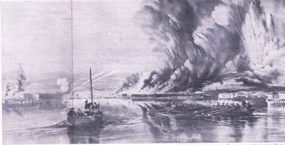 1855年9月8日塞瓦斯托波尔的沦陷和俄国人的撤退，1915年英国陆地和海上战役的插图 作者 奥斯瓦尔德·沃尔特斯·布里埃利
