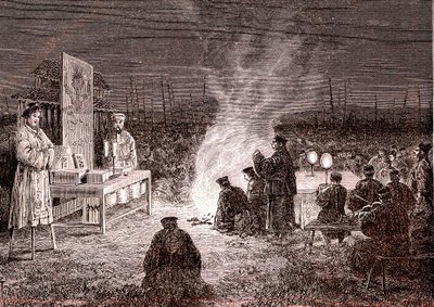 中国苏浙的葬礼仪式。1874 年（雕刻） 作者 奥斯瓦尔多·托法尼（Oswaldo Tofani）