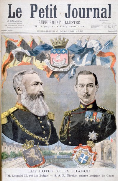 比利时的利奥波德二世国王和希腊和丹麦的尼古拉斯亲王，1895年。 作者 Oswaldo Tofani