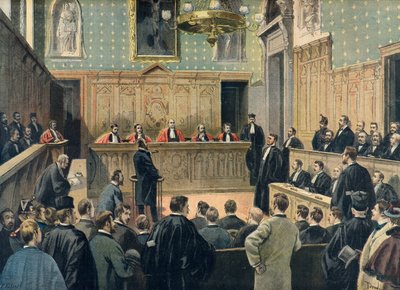 1898 年巴拿马丑闻审判期间的巡回法院（雕刻） 作者 奥斯瓦尔多·托法尼（Oswaldo Tofani）