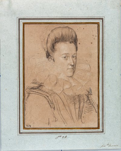 埃莱奥诺拉·德·美第奇 (Eleonora de Medici) (1567-1611) 曼图亚公爵冈萨格文森特一世的妻子 (Vincenzo I Gonzaga, 曼图亚公爵) (1562-1612) Ottavio Leoni (1578-1630) 绘制Strada Nuova 博物馆，inv 2432 作者 Ottavio Mario Leoni