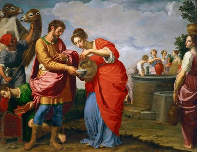 Rebecca and Eliezer at the Well - Ottavio Vannini (1585-1643). Oil on canvas, c. 1626. Dimension : 120x154 cm. Art History Museum, Vienne 作者 奥塔维奥·范尼尼（Ottavio Vannini）