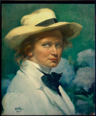 戴着白帽子的自画像 作者 Ottilie Roederstein