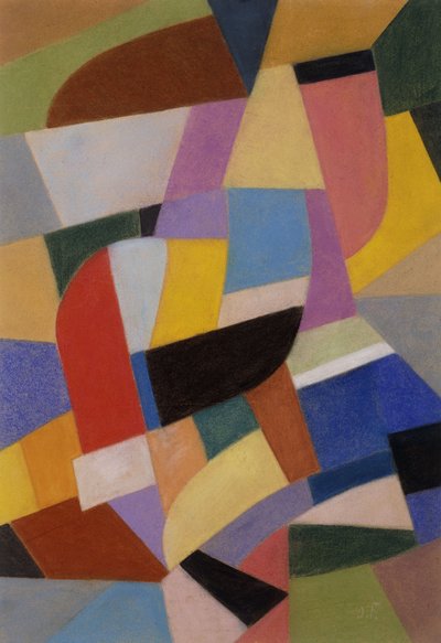 作品; Komposition，c.1935-1937（纸上的粉彩） 作者 奥托·弗罗因德利希
