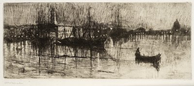 雨夜，c.1880-82（蚀刻和干点） 作者 奥托·亨利·巴赫（Otto Henry Bacher）