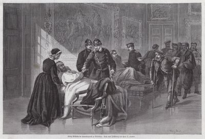 普鲁士国王威廉一世在法国凡尔赛宫会见受伤士兵，普法战争 作者 Otto Johann Heinrich Heyden