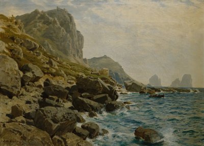 有船的海岸风光（布面油画） 作者 奥托·路德维希·辛丁
