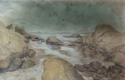 海洋和风景素描（纸上水彩和铅笔） 作者 奥托·路德维希·辛丁