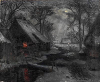Fischerhude的冬天晚上 作者 奥托·莫德森（Otto Modersohn）