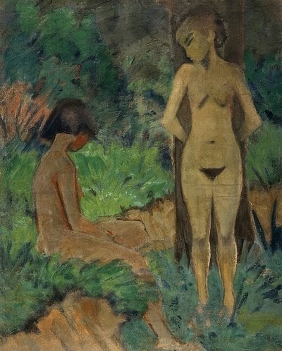 沐浴者在树下。约于1912年 作者 奥托穆勒